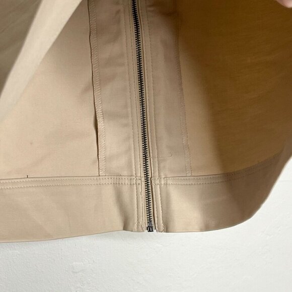 Ann Taylor Zip Front Khaki Mini Skirt Size 8 Front Pockets Cotton Blend - Picture 5 of 9